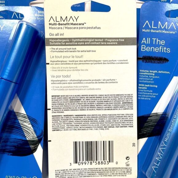 MASCARA BUNDLE OF 7 NWT ALMAY MULTI-BENEFIT MASCARA 503 BLACK/BROWN - Picture 3 of 3